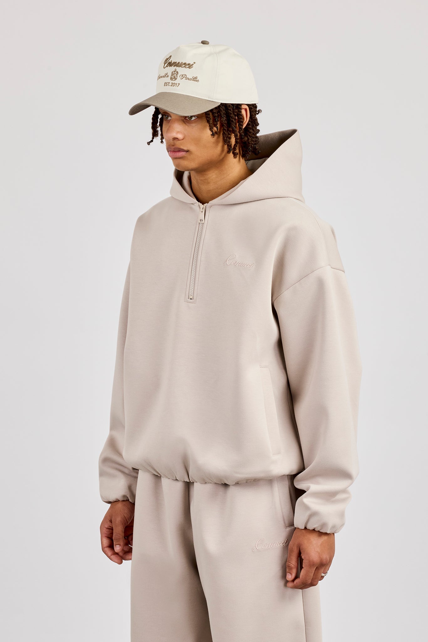 Scuba Half Zip Hoodie - Light Grey